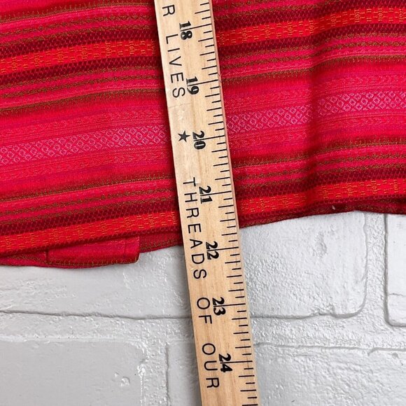 Chic's Shacket Women 1 Medium 8 Pink Red Green Woven Shirt Boho‎ Casual USA VTG - Picture 10 of 11